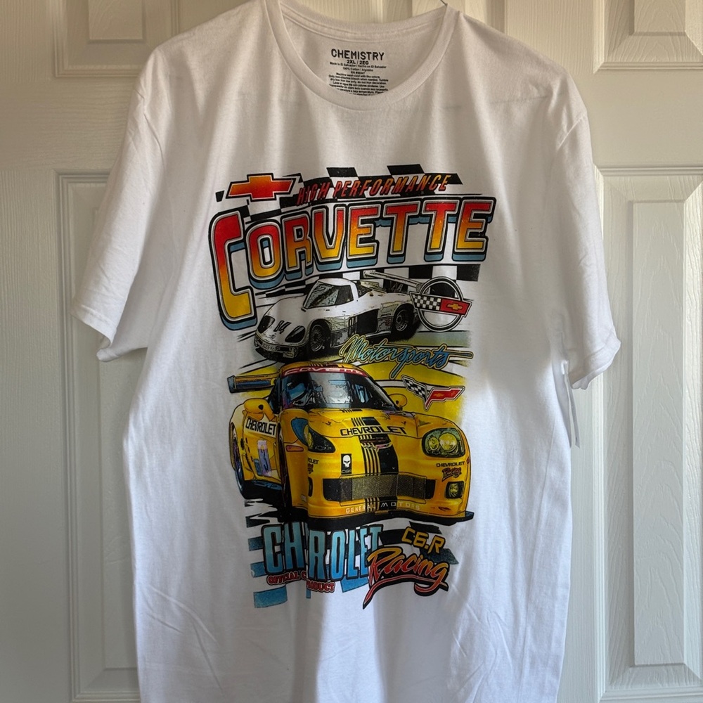 NWT White Corvette Racing Graphic T-Shirt Men 2XL